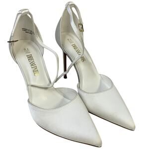 Dream Pairs Womens Size 7.5 White 4" Heel Ankle Strap Closed Pointed Toe Shoes